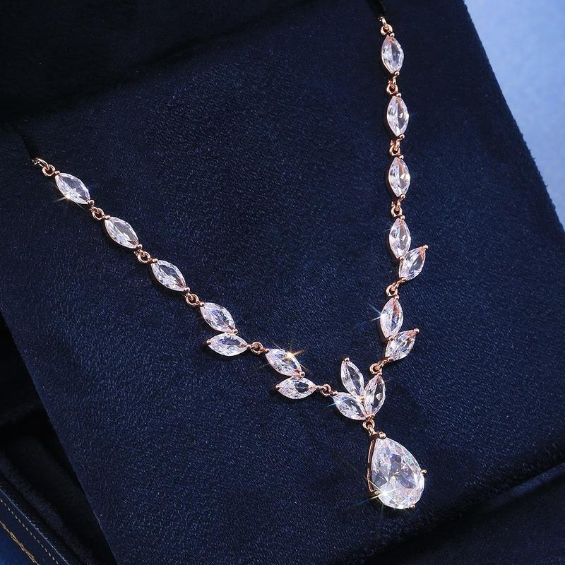 

Pendant Necklaces CAOSHI Luxury Drop Shape Cubic Zirconia Necklace For Women Exquisite Wedding Bride Jewelry High Quality Accessories