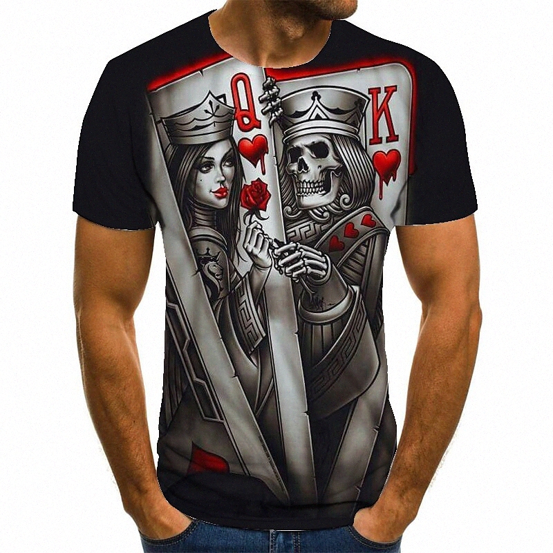 Men's Unisex Tee T shirt Shirt 3D Print Graphic Prints Poker Plus Size Round Neck Casual Daily Print Short Sleeve Tops Basic Fashion Designer B