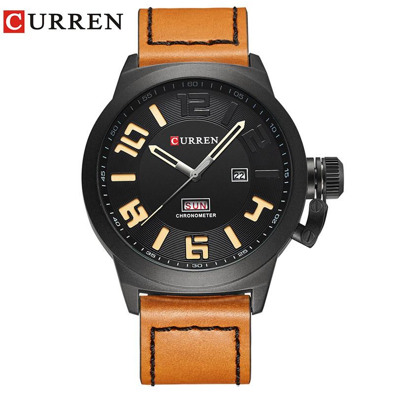 

Curren 2021 Men Watches Relogio Masculino Luxury Military Wristwatches Fashion Casual Quartzwatch Water Resistant Calendar 8270, Slivery;brown