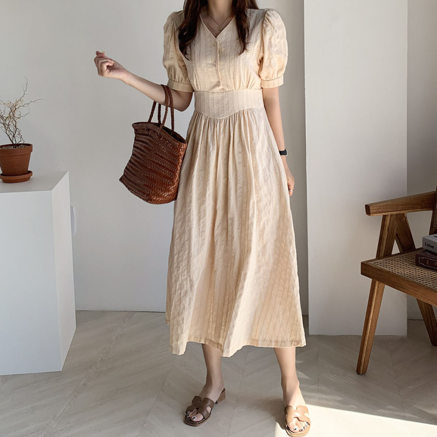 

new v-neck hollow-out show thin waist dress female, Black;gray