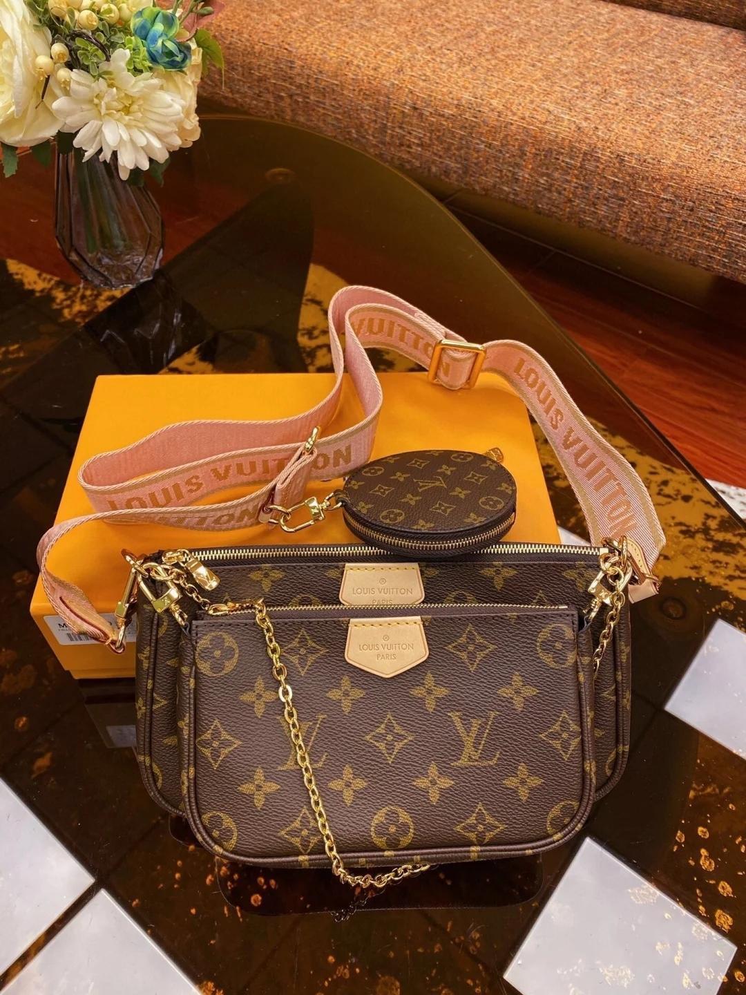 

lv LOUIS BAG VITTON YSL favorite multi pochette accessories handbag genuine leather shoulder crossbody bag purses 3 pcs purse bags, Red;black