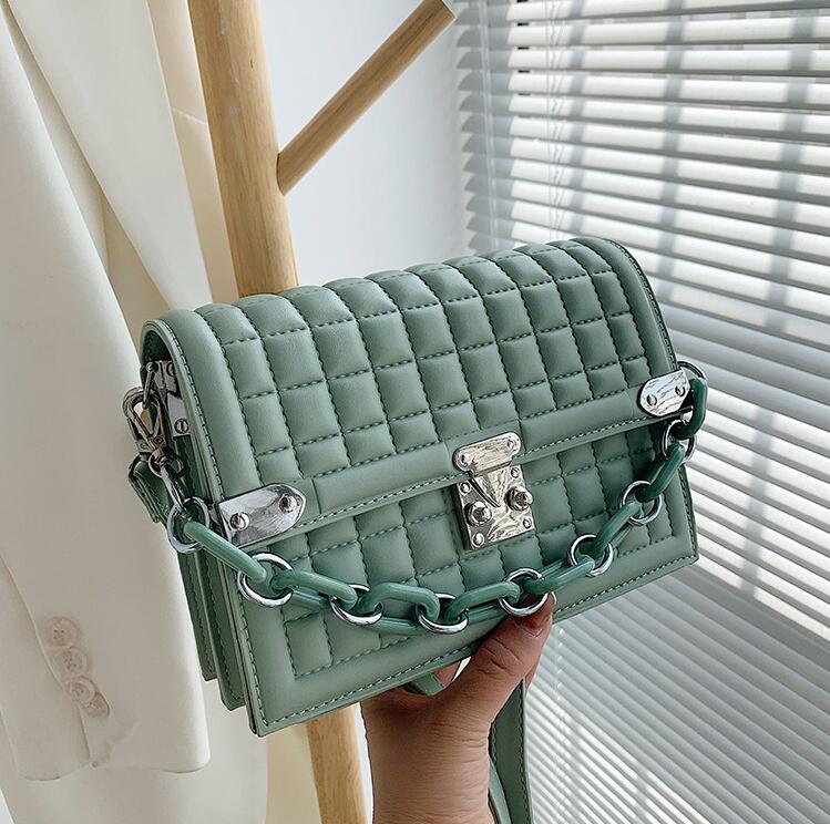 

wholesale women messenger bag simple Joker solid color leather handbag elegant atmosphere Thread Candy-colored handbags small fresh plaid chain bags 8 colors