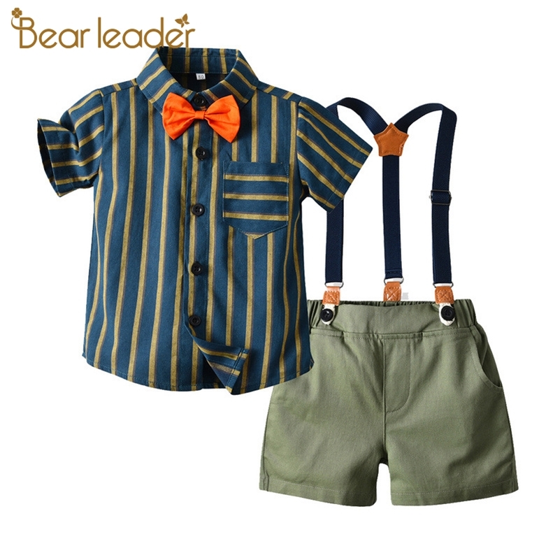 

Bear Leader Casual Boys Clothing Sets Summer Baby Boys Clothes Suit Gentleman Style Shirt Pants 2pcs Clothes for Boys Summer Set 210708, Ah637black