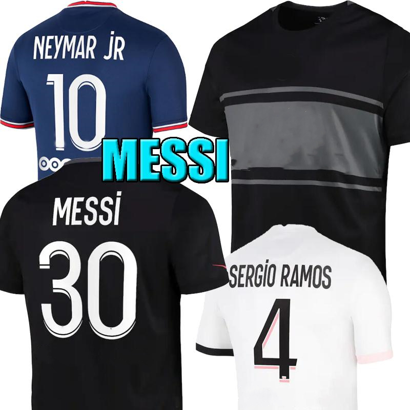 

MESSI MBAPPE soccer jersey HAKIMI SERGIO RAMOS 21 22 Maillots de football 2021 2022 MARQUINHOS VERRATTI men kids kit shirts uniforms enfants, Black;yellow
