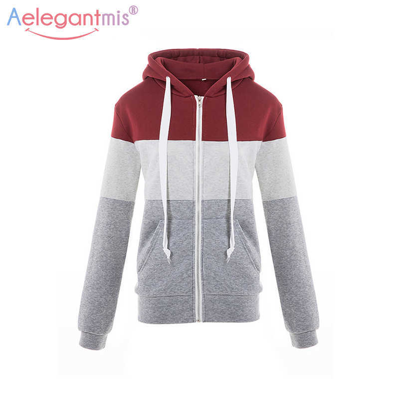 

Aelegantmis Autumn Winter Women Zipper Hooded Sweatshirt Ladies Fashion Fleece Thick Hoodies Long Sleeve Casual Coat 210607, Purple