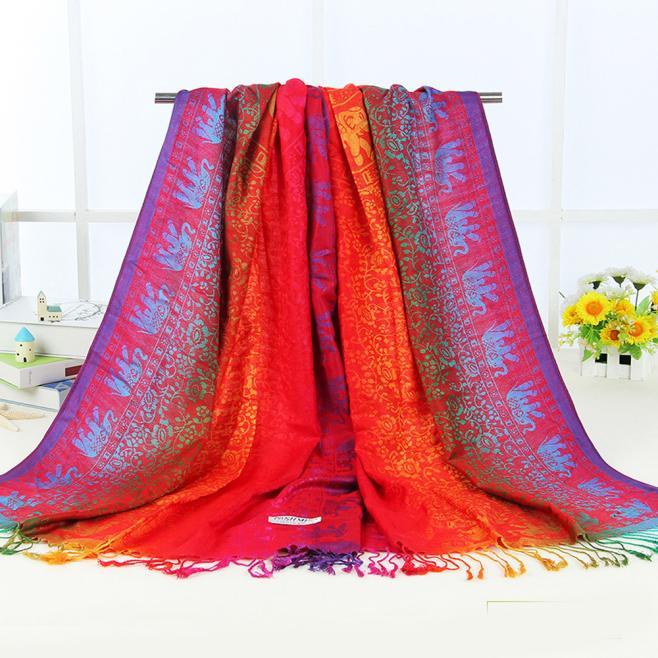 

Scarves Women Retro Tassel Scarf Lady Cotton Twill Shawl Autumn Winter Gradient Color Warm Female Jacquard Wraps #YJ
