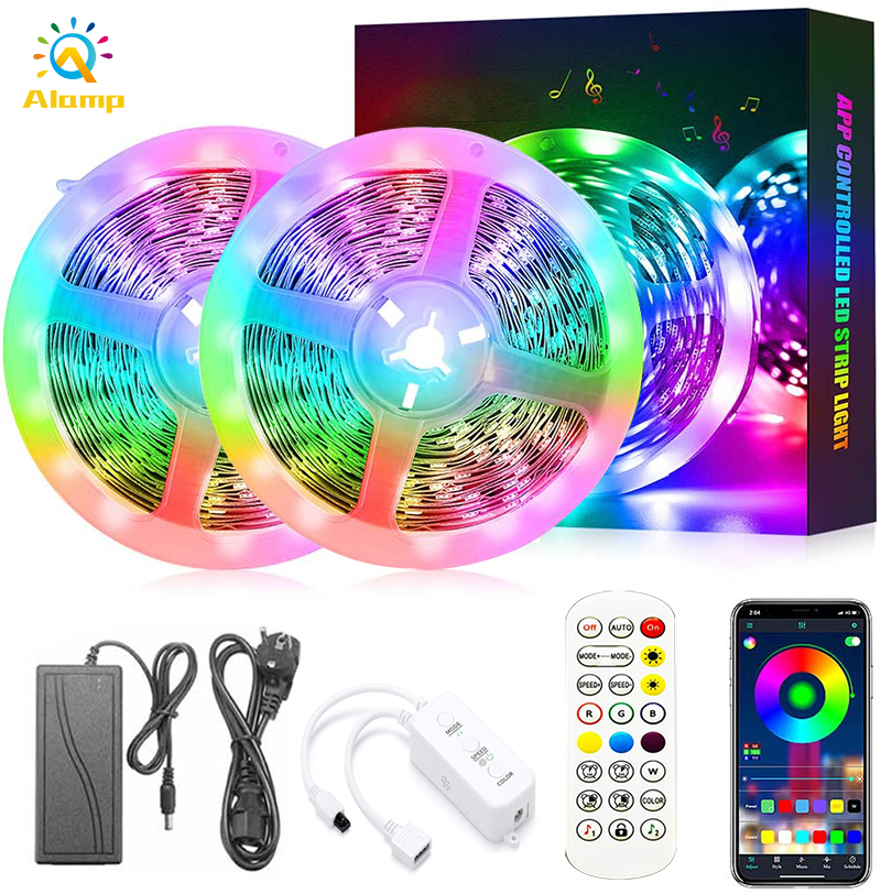 

Smart RGB Light Strip Kit 16.4ft 32.8ft 50ft Bluetooth App Control 60LEDs/M Waterproof Music Sync Rainbow Tape Lights for Room Party Wedding Decoration