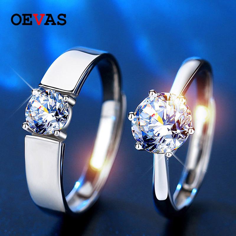 

Cluster Rings OEVAS 100% 925 Sterling Silver 1CT Created Moissanite Gemstone Wedding Engagement Lover Gift Fine Jewelry Wholesale, Golden;silver