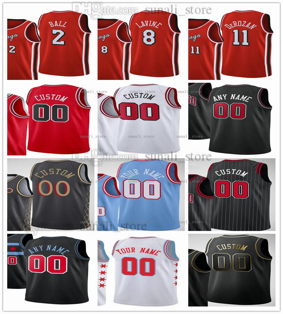 

Printed Basketball Jersey DeMar 11 DeRozan Alex 6 Caruso Lonzo 2 Ball Nikola 9 Vucevic Zach 8 LaVine Patrick 44 Williams Coby 0 White Alize 22 Johnson Derrick 5 Jones Jr., Black