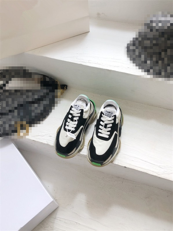 

2021 Top Quality Men Women Casual Shoes White Black Triple S Low Make Old Combination Boots Sports Size EUR35-EUR45, 09
