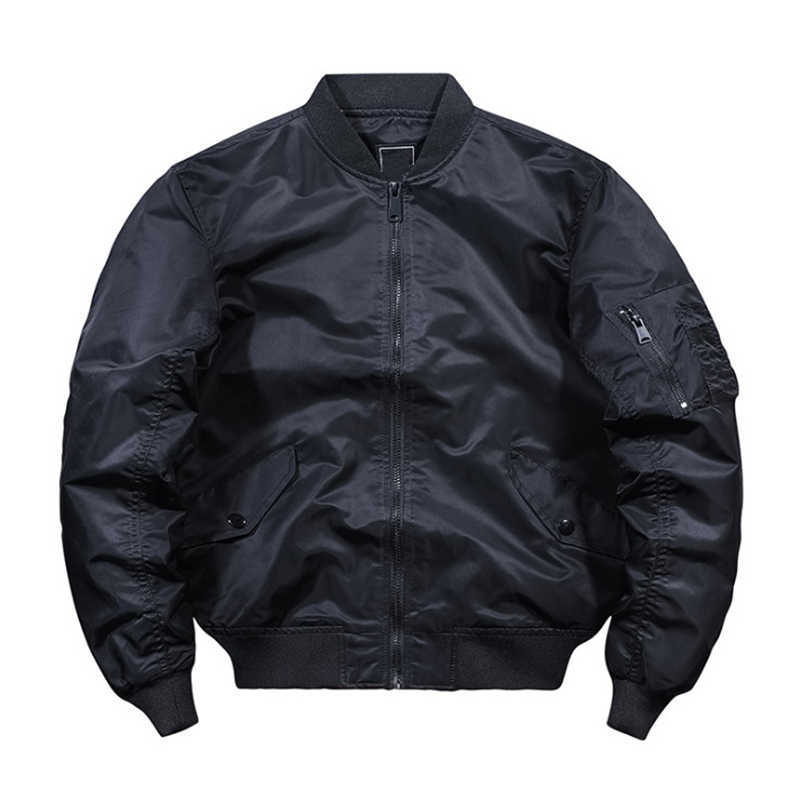 

2021 Newest Pilot Jacket Men Stand Collar Motorcycle Jackets Military Coat Spring Autumn Casual Male Bomber Jacket 4XL X0621, Black