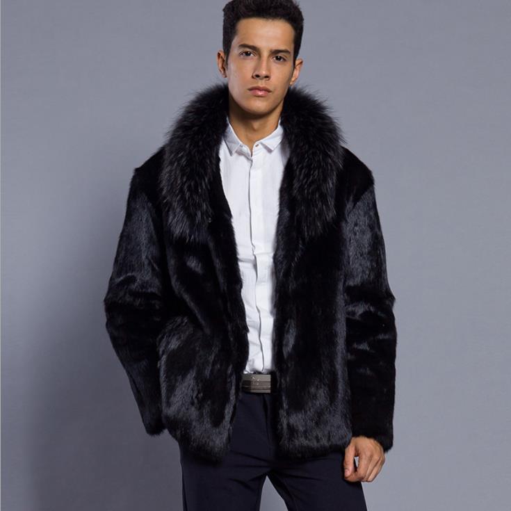 

Men's Fur & Faux Autumn Mink Leather Jacket Mens Winter Thicken Warm Coat Men Slim Jackets Jaqueta De Couro Fashion Black 6XL