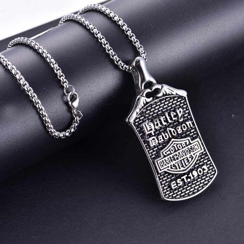 

necklace Stainless steel jewelry personalized motorcycle Pendant Square brand men's nelace, Silver