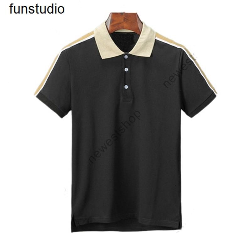 

2020 new summer designer luxury clothing for mens polo classic embroidery striped sleeve letter t-shirt casual turn-down collar tee shirt, White;black