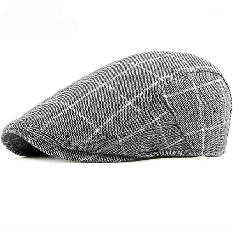 

Berets Men Women Plaid Beret Cap Spring Summer Adjustable Ivy Sboy Flat Male Female Hat For, Black