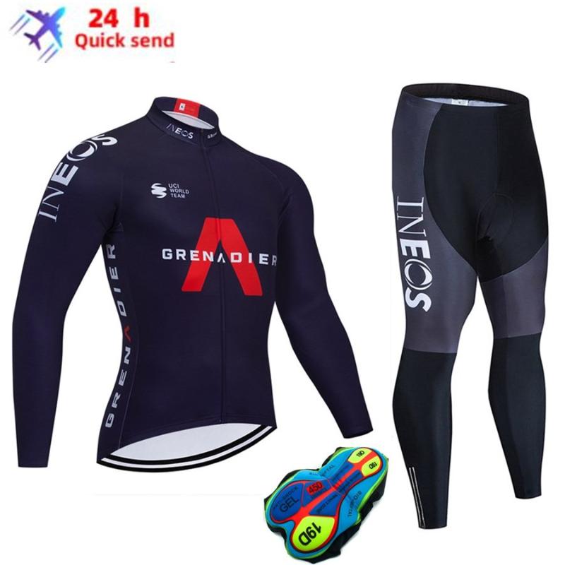 

Racing Sets 2021 Team Summer Cycling Jersey Set Bicycle Clothing Breathable Men Short Sleeve Shirt Bike Bib Shorts 19D Gel Pad, Black;blue