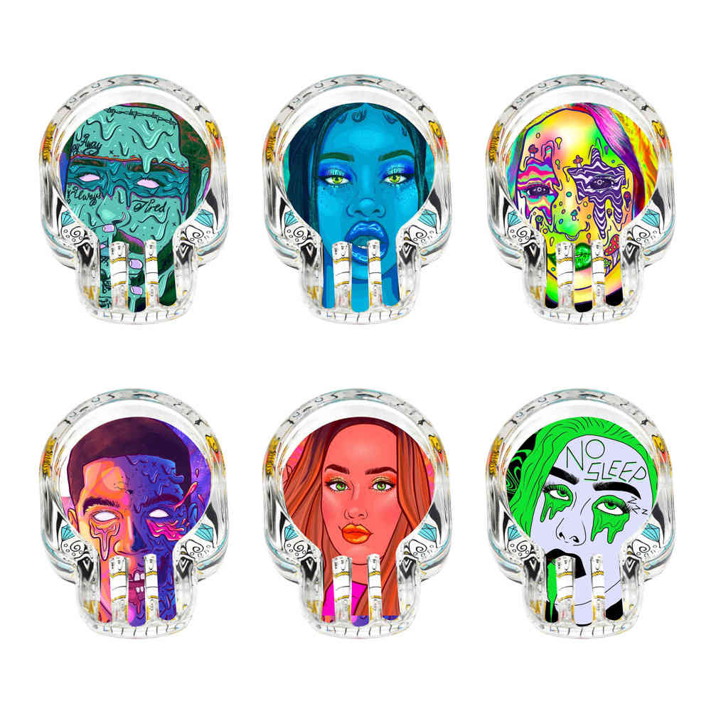 

Sexy beauty pattern glass ashtray 62mm small color printing UV pattern ashtray