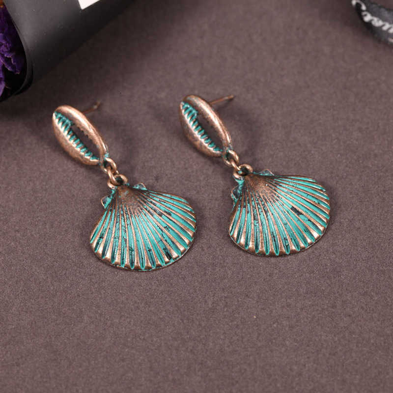 

earring bohemian ocean fake conch shell earrings make old national style personality versatile female earrings, Golden