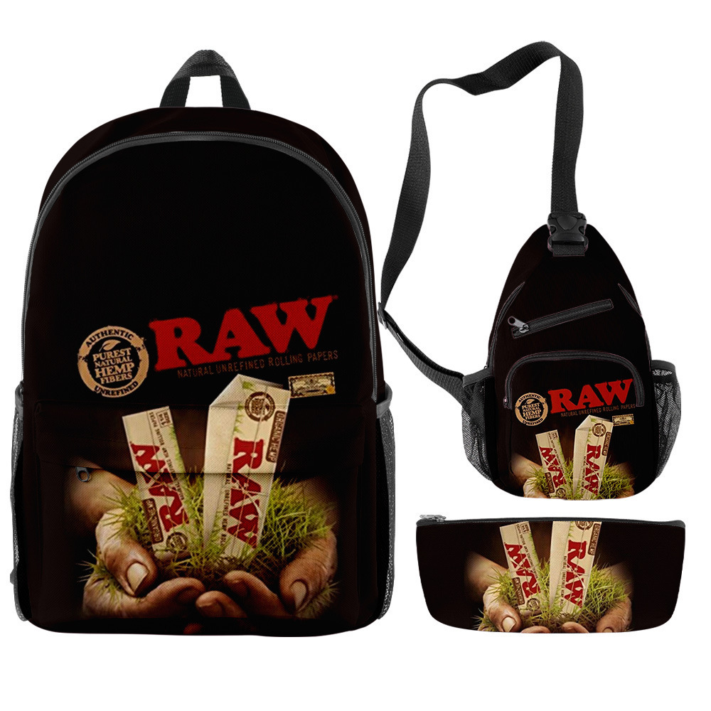 

RAW cigar backpack 3-piece waterproof smell proof fashion bags Oxford cloth designer bag Laptop factory wholesale Amazon back pack, Customize