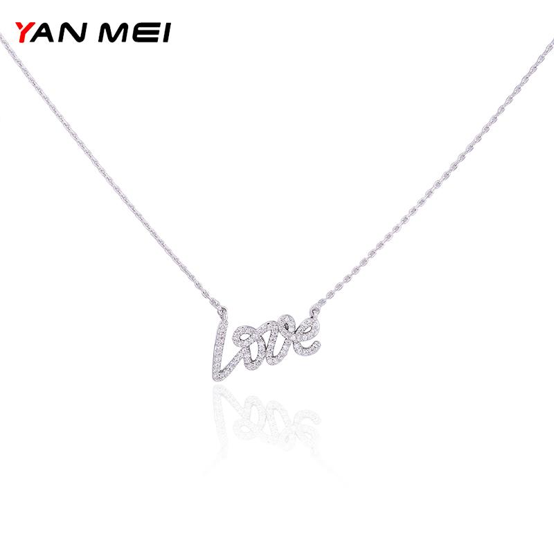 

High Quality Fashion Jewelry Love Letter Necklace Pendant Anniversary Gift Valentine Chains, Silver