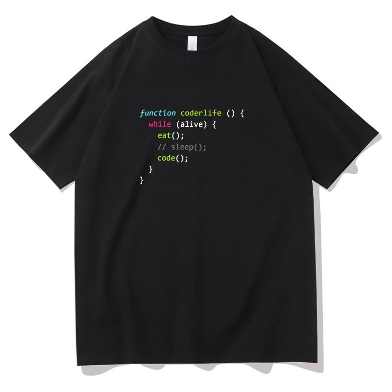 

Men's T-Shirts Javascript Coder Daily Function T-shirt Frontend Backend Nodejs Js Programmer Cotton Funny Quality Fabric Clothing, White;black