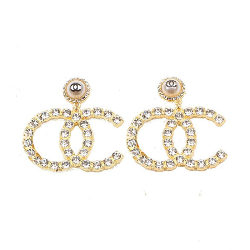 

Classic Brand Designer Letters Earrings Ear Stud Women Crystal Pearl Elegance Temperament Simple Ladies Party Jewelry Accessories ER0066-ER0067, Golden;silver