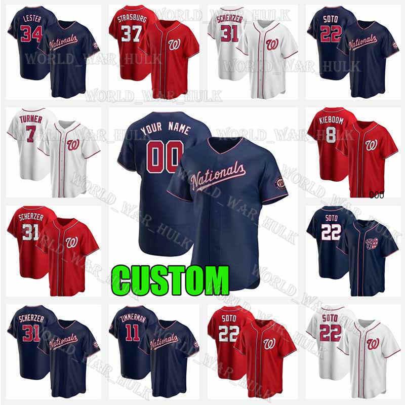 

Nationals Baseball Jerseys Washington Juan Soto Max Scherzer Stephen Strasburg 47 Howie Kendrick 34 Jon Lester Brad Hand Flex Cool Base, Blue;black