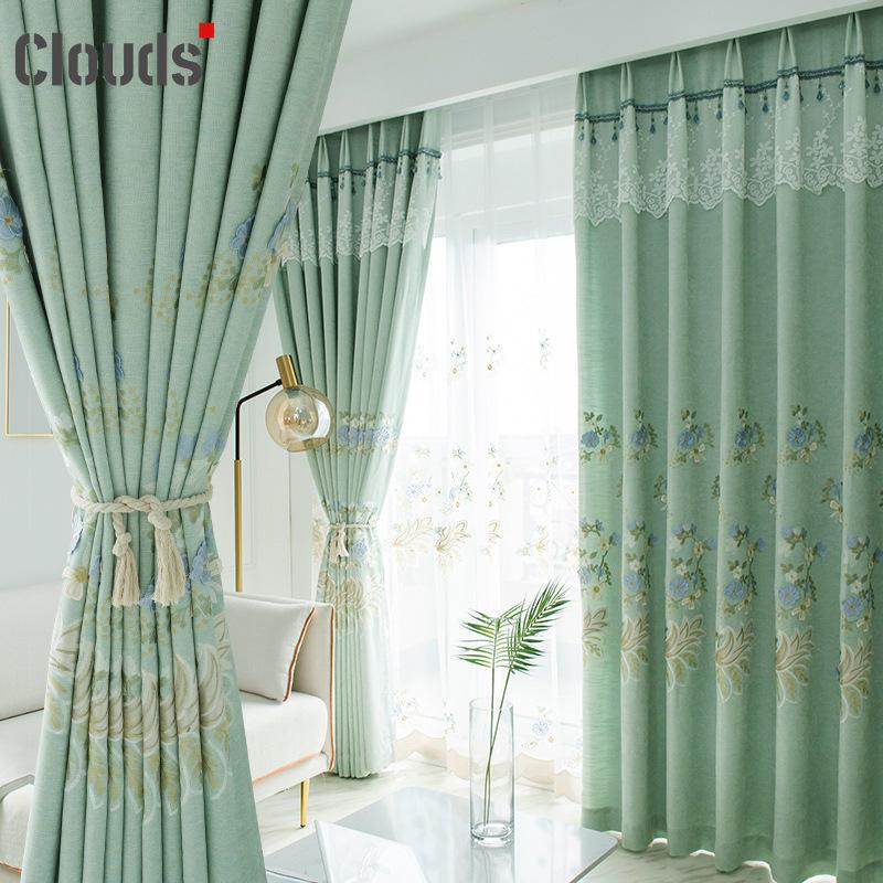 

Curtain & Drapes 2021 Modern Simple Embroidered Curtains Finished Custom Blackout For Living Dining Room Bedroom, Lace
