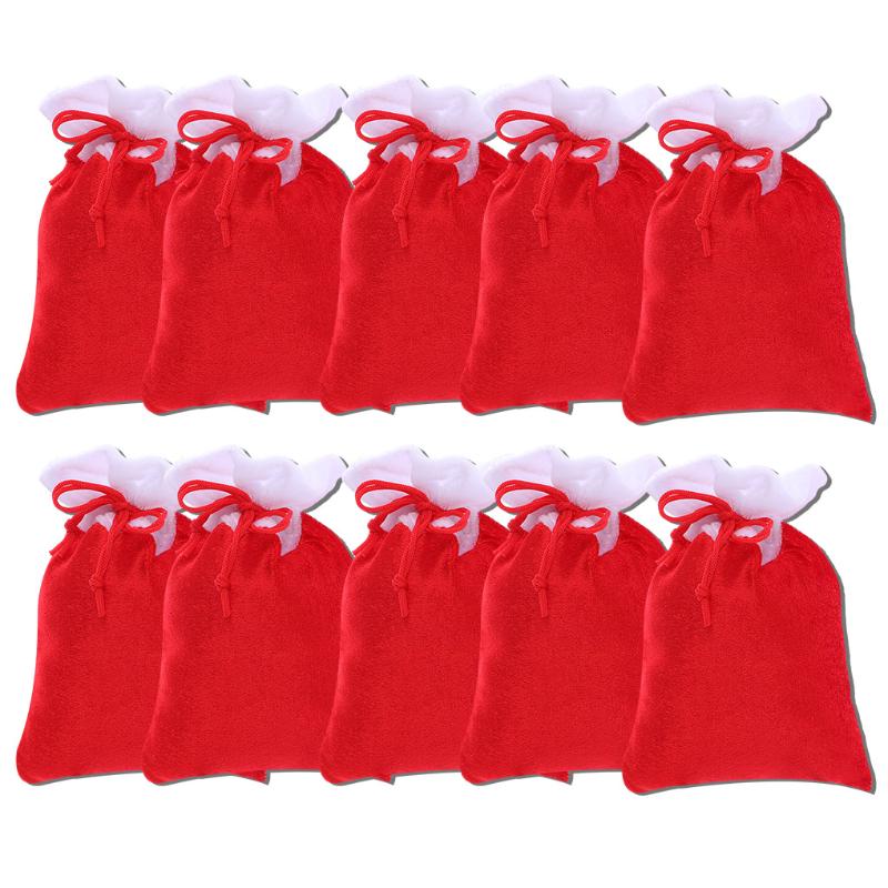 

Christmas Decorations 10 Pc Drawstring Bags Gift Wrapping Pouches Xmas Premium Jewelry Party Festival Candy
