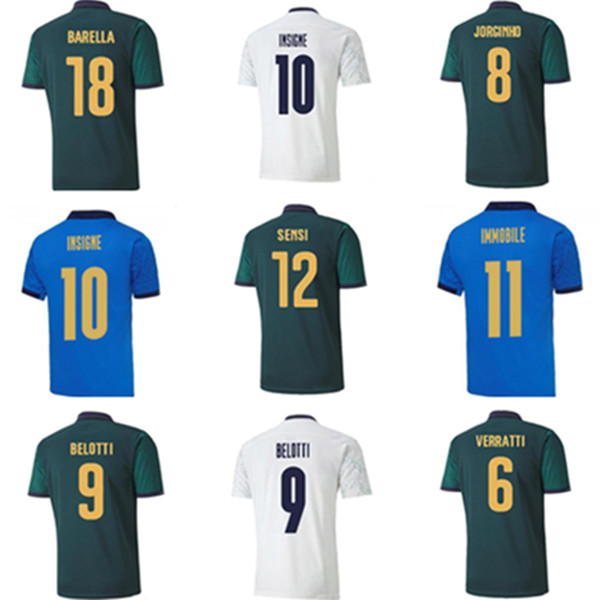 

2021 Italy Chiesa soccer Jersey home away Chiellini BARELLA JORGINHO VERRATTI SENSI BONUCCI ZANIOLO INSIGNE DE ROSSI BERNARDESCHI Football shirt 21 22 Jerseys, Colour 1