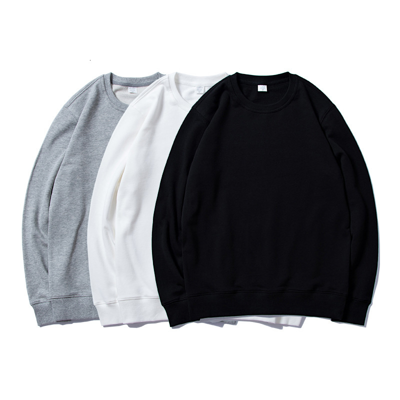 

men's hoodies & sweatshirts quanbo spring new men fashion casual minimalist sweatshirt o-neck solid color plus size basic pullover, Black
