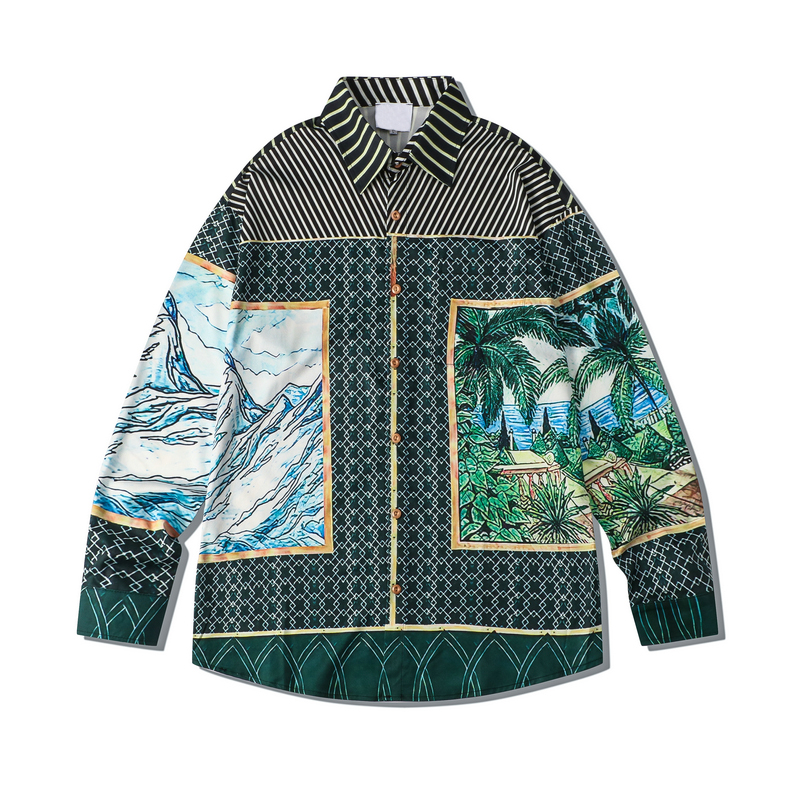 

Turn-down Collar Men's Shirt Long Sleeve Street Fashion Shirts for Men Male Top