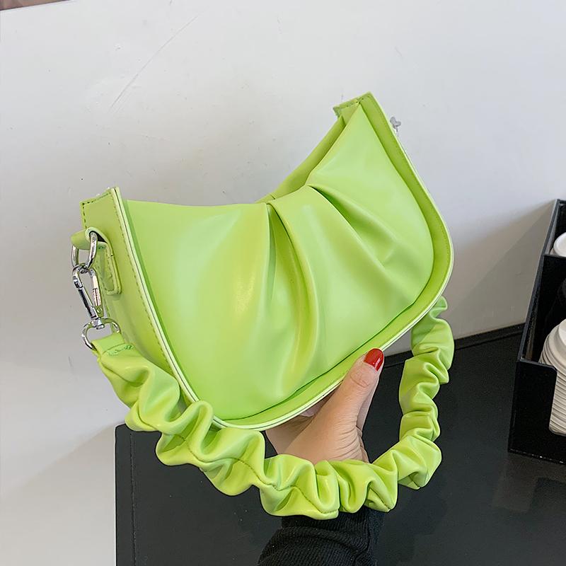 

Shoulder Bags Summer Fashion Women Crossbody Bag Soft Pleated PU Leather Ladies Underarm Female Simple Portable Handbags, White