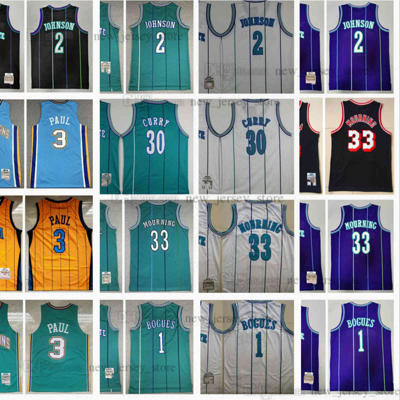 

Mitchell and Ness Retro Green 05-06 Basketball Chris 3 Paul Jerseys Stitched Larry 2 Johnson Tyrone 1 Muggsy Dell 30 Curry Alonzo 33 Mourning Jersey Black 92-93, Mitchell&ness 1992-93