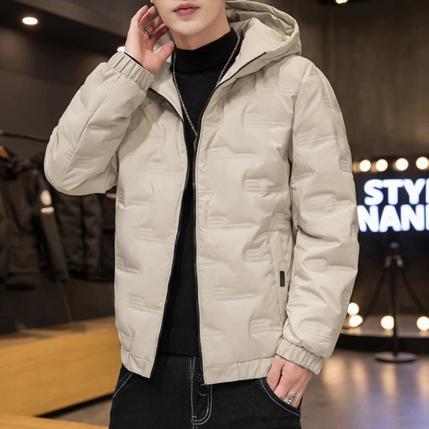 

2021 autumn and winter new down men's light handsome warm short youth fashion Hooded et, Black