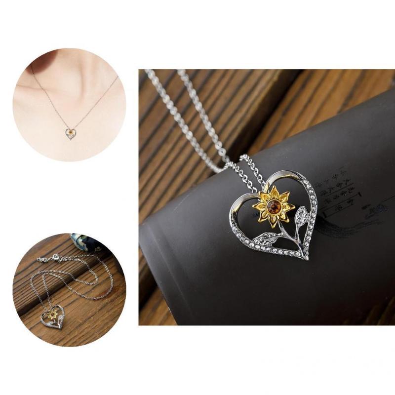 

Pendant Necklaces Gift Amazing Sunshine Heart Sunflower Necklace Alloy Choker Exquisite For Anniversary