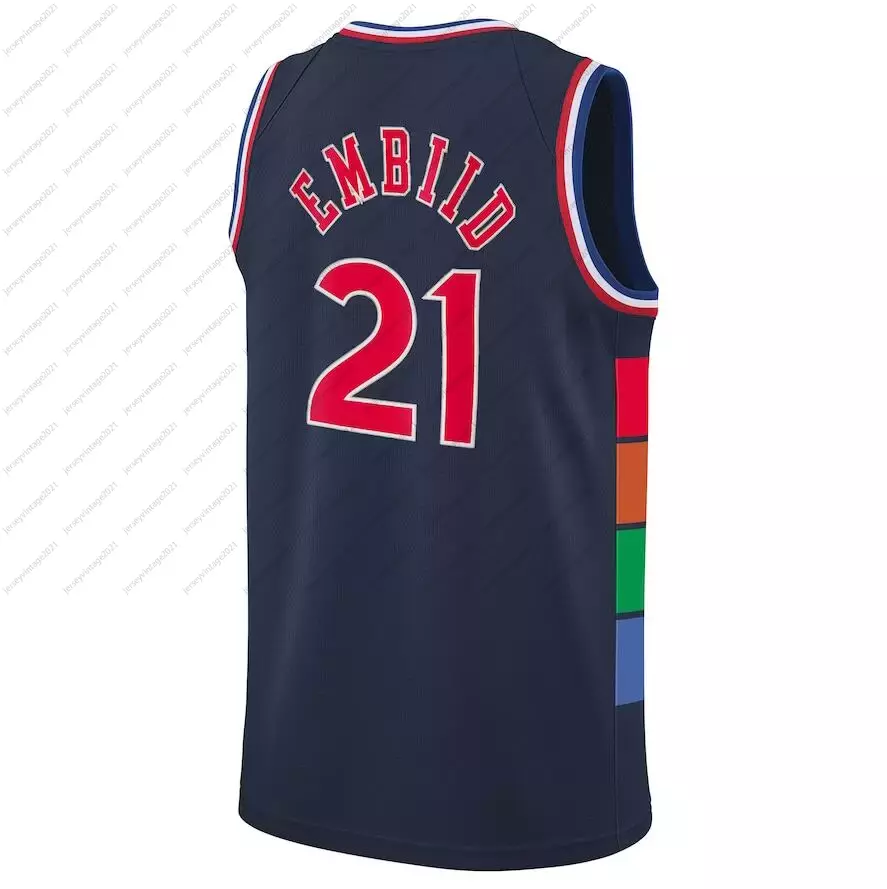 

2022 Basketball jersey Joel Embiid #21 Tyrese Maxey #0 Curry #31 Harris #12 Allen Iverson #3 2021-22 retro city jerseys Men youth S-2XL, With logo