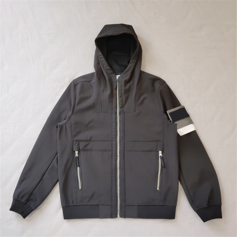 

Fleece keep warm Hooded Men's Jackets superior quality Couple soft shell jacket outdoor sport Jogging outerwear Simple embroidery Badge, Black-1967