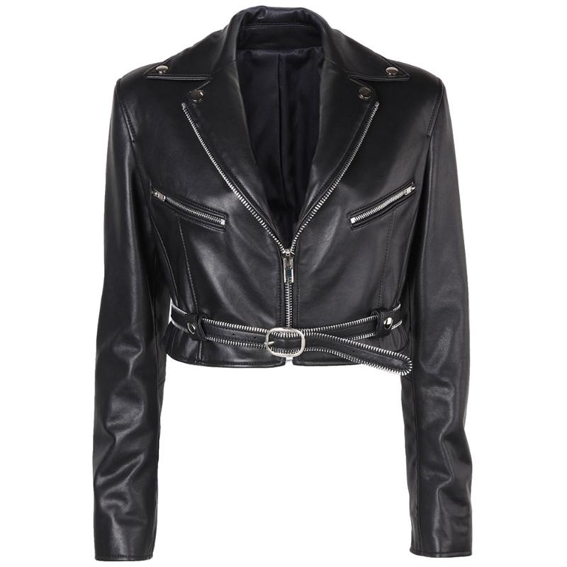 

Women' Leather & Faux YOLOAgain Women Crop Genuine Jacket Motorcycle For Ladies, Black