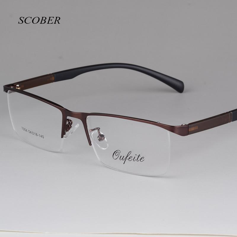 

Fashion Sunglasses Frames 2021 Alloy Spectacle Men Elegant Half Frame Reading Glasses TR90 Legs Myopia Metal Women