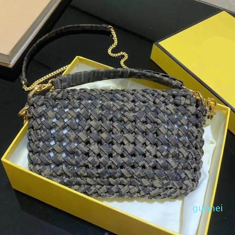 

Designer- 2021 Gold Hardware Chain Crossbody Women Shoulder Bag Purse Woven Bag Classic Fashion Handbags Woman Bag, As pic