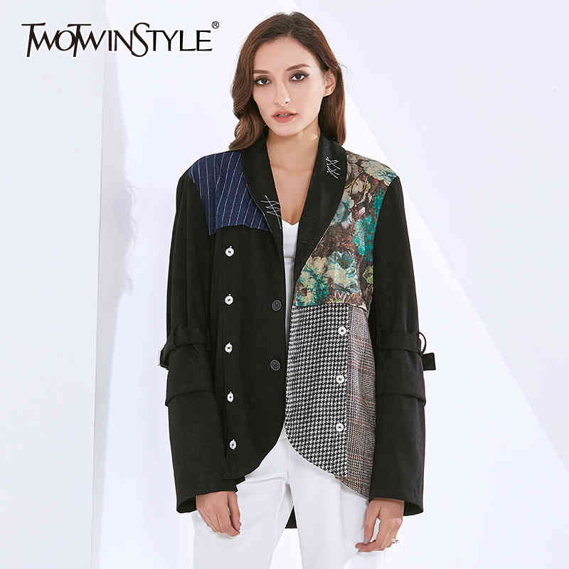 

Irregular Plaid Printed Blazer For Women Notched Long Sleeve Casual Blazers Female Fashion Clothing Autumn 210524, Aspicture