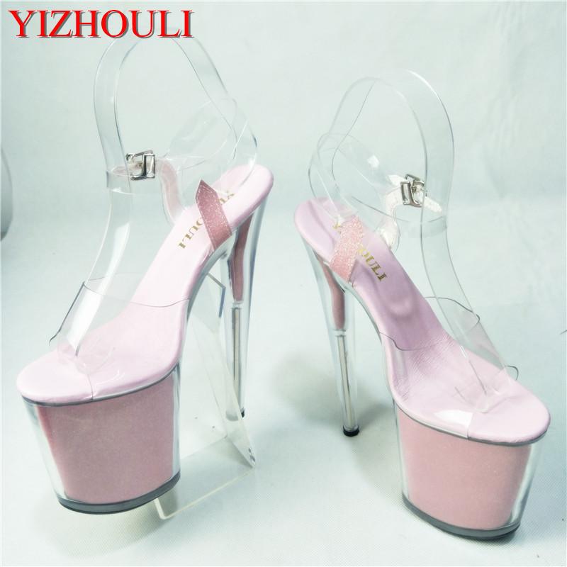

Shiny Rhinestones 20CM Super Sexy High-Heeled Platform Party Pole Dance Performance 8 Inch Crystal Wedding Shoes Sandals, Black