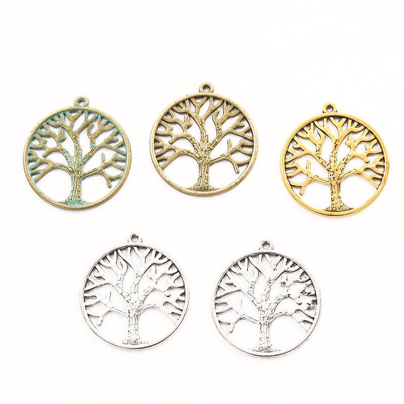 

50pcs 36*33MM Antique silver color round tree charms vintage bronze tree pendant for bracelet earring necklace diy jewelry