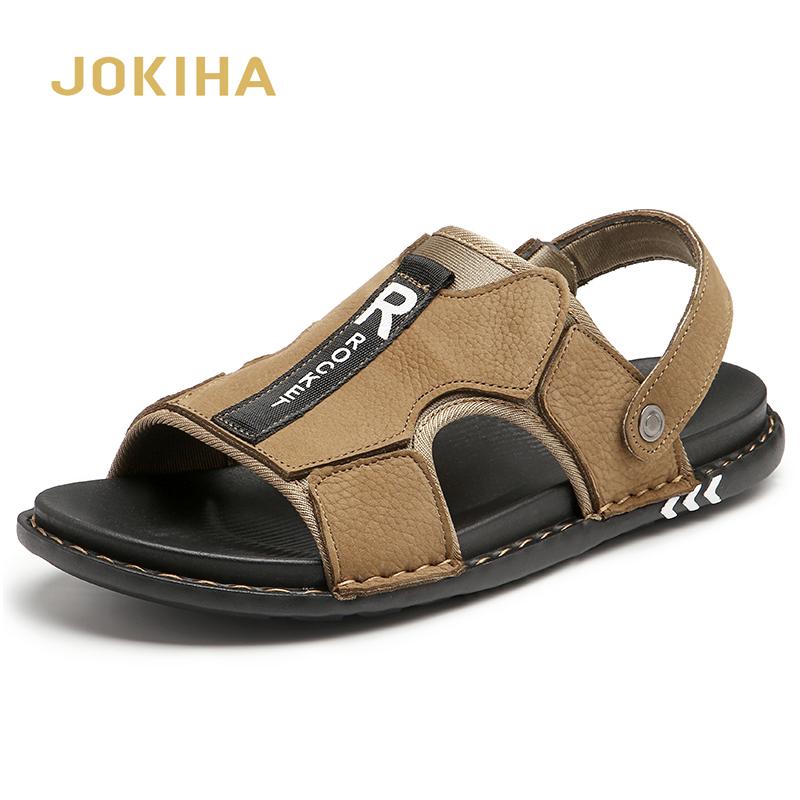 

Sandals Summer Men's Leather 2021 Genuine Slippers For Men Classic Slides, Black
