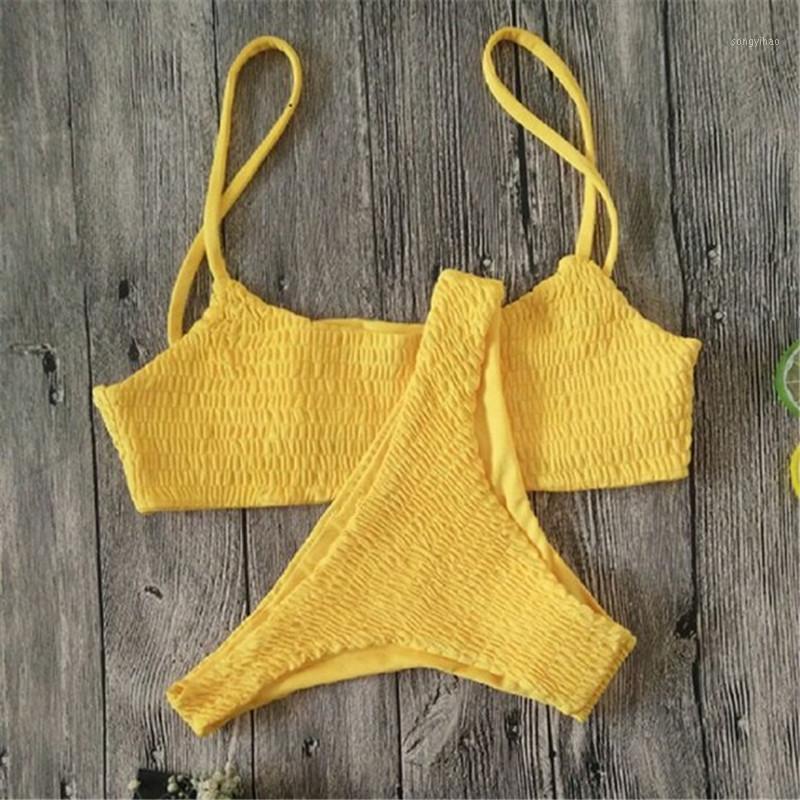Women's Swimwear Sexy Women Push-up Padded Bra Bikini Set Pleated Swimsuit Swimming Beach Bathing Costume-image-736182829