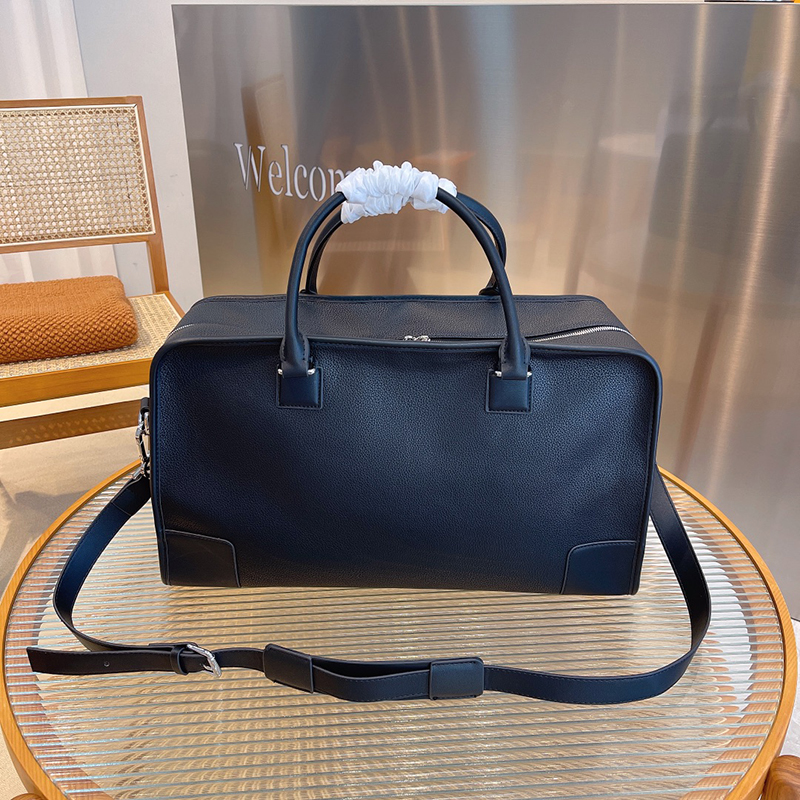 

Genuine Leather Designer Travel Tote - High Capacity, Smooth Black Finish, Luxury Unisex Handbag with Cool Crossbody Pocket