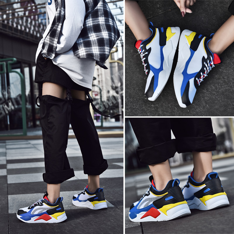

Unisex Men Women Walking Shoes Breathable RS-X Toys Sneakers Synthetic Vamp Sports Multi Color Designe Massage Rs-2K Footwear, Black