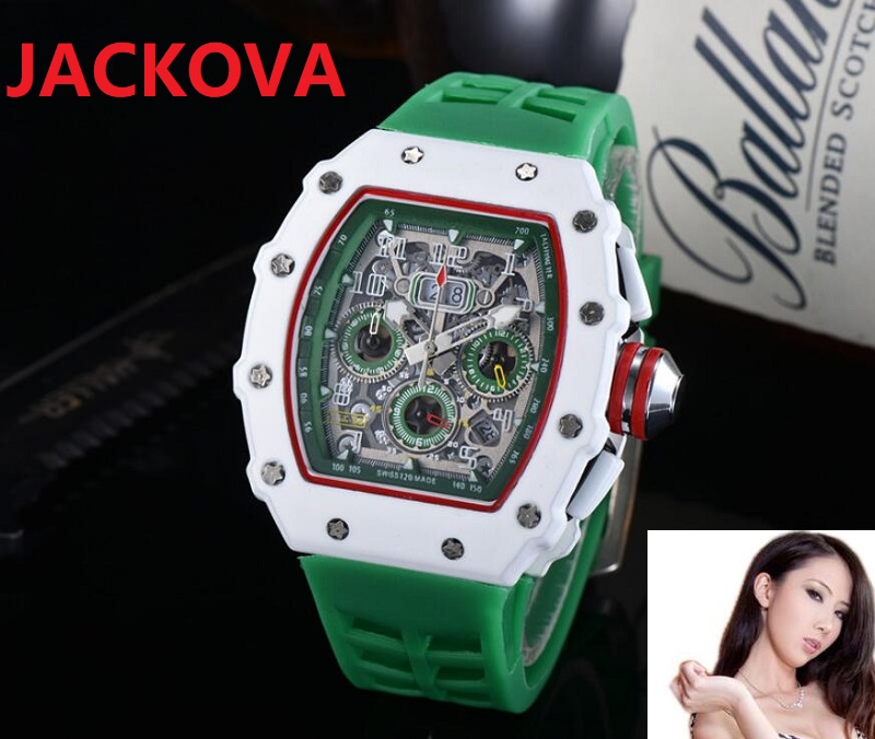 

Top Quality Mens Sekeleton Dial Watches 43mm Montre homme Silicone Rubber Quartz watch Man Fashion Waterproof Sports Luxury Men Wristwatches Reloj hombre, As pic