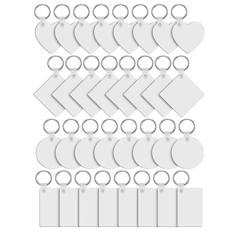 

Keychains 36 Pieces Sublimation Blank Kits With Heat Transfer Keychain MDF DIY